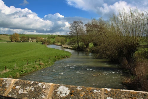 View eastwards from the bridge over the River Windrush near Asthall - is this the most perfect lunch spot in the world?