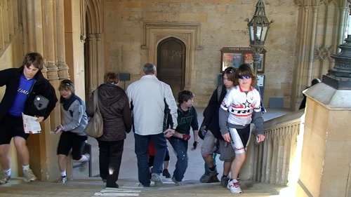Climbing the Hogwarts staircase in Christ Church College, Oxford