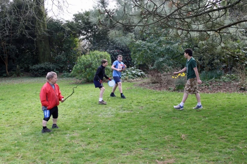 Stick combat in the gardens at Hill House Nursery