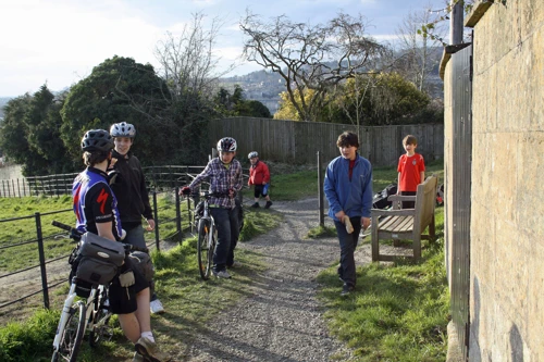 Climbing a track alongside Bathwick Hill on the way to the youth hostel