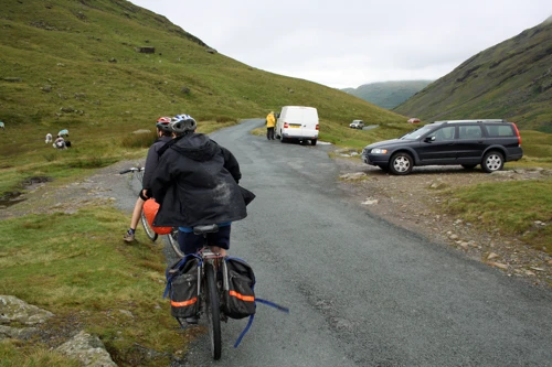Looking west from Wrynose Pass summit towards Hardknott. 280m climb, 2.5 Dartmeets
