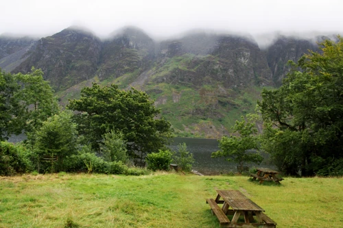 View across Wast Water to Whin Rigg from Wasdale Hall YH