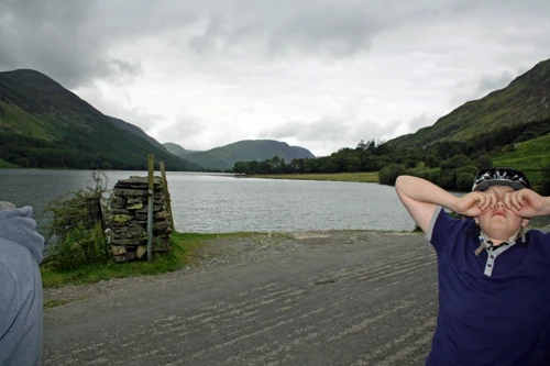 Dillan tries to wake up beside Buttermere.