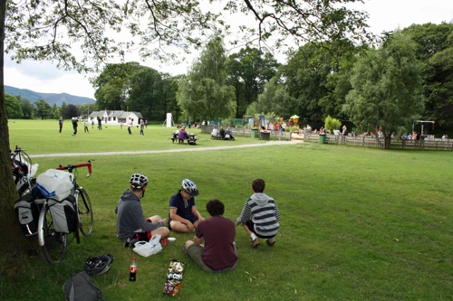 Lunch in Fitz Park, Keswick, by the cricket ground.