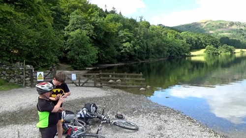 Looking back along the new Grasmere cycle trail from the southern shore.