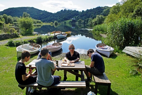 Coffee at Faeryland boat hire, beside Grasmere.