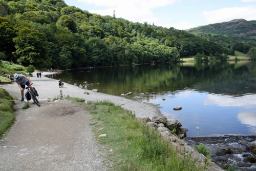 The beach at Grasmere’s southern end.