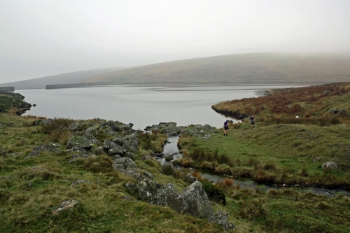 Skimming stones on the reservoir.
