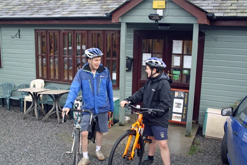 Michael and Dillan at the Holne café