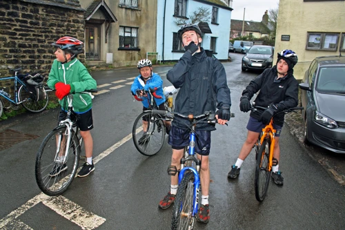 Brief detour: the group in Denbury village on the way home.