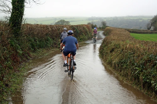 Flooded lane to Moorshead Cross, near Harbourneford.