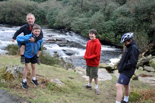 John, George, Lawrence and Dillan by the River Avon.