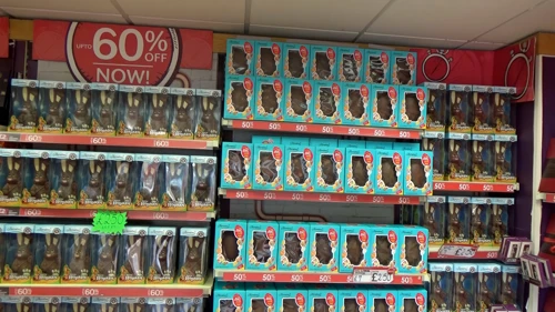 Huge Easter egg reductions at the Thorntons outlet, Clarks Village. Michael planned a return next weekend.