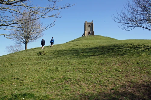Dillan and George climb Burrow Mump.