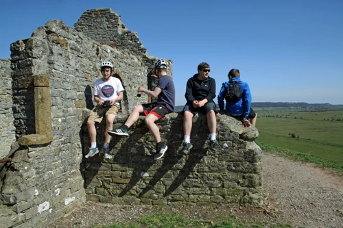 Lawrence, Will, Dillan and George on the ruins of Burrow Mump church.