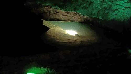 Inside Wookey Hole Caves, 15.4 miles into the ride.