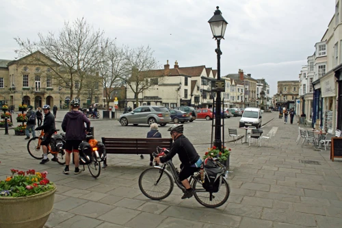 Leaving Wells via the High Street.