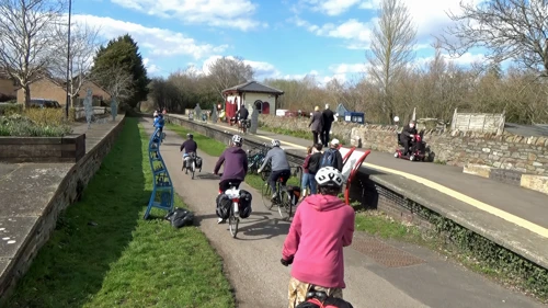 Riding through Warmley Station en route to our train at Bristol
