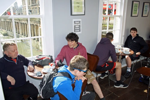 Refreshments at The Bridge Coffee Shop on Pulteney Bridge, Bath
