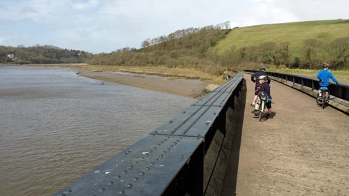 View along the River Torridge towards Bideford from the Tarka Trail railway bridge, 15.1 miles in.