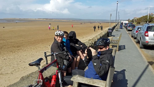 Lunch overlooking a very windy Instow Beach.