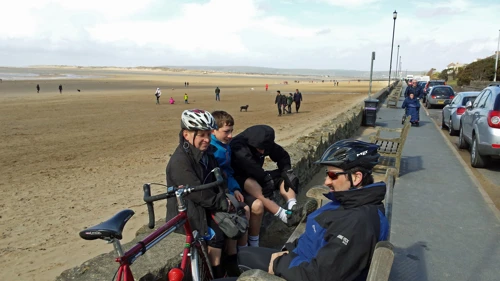 Lunch overlooking a very windy Instow Beach.