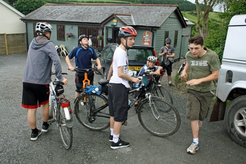 The group outside Holne community shop and café