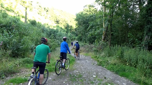Setting off along the woodland track to Cuddyford Cross from Waterleat, Ashburton.