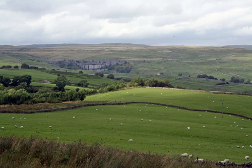 View of Malham Cove from the descent to Kirkby Malham