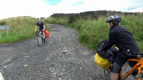 Emerging from Moor Head Lane at Helwith Bridge.