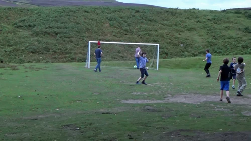 Football in Grinton Lodge youth hostel grounds