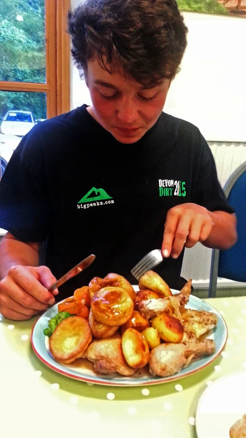 Lawrence starts his enormous roast at Cote Ghyll Mill.