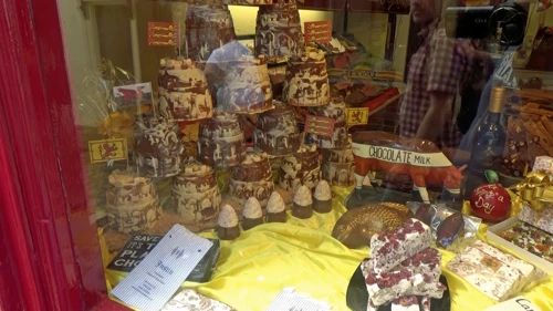 Mouth-watering display in Justin’s Original Fudge and Toffee Shop, Henrietta Street, Whitby