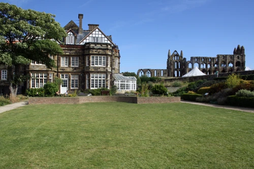 Whitby Youth Hostel with Whitby Abbey behind