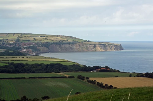 Looking back to Robin Hood’s Bay from the railway path at Susanna Hill, near Boggle Hole