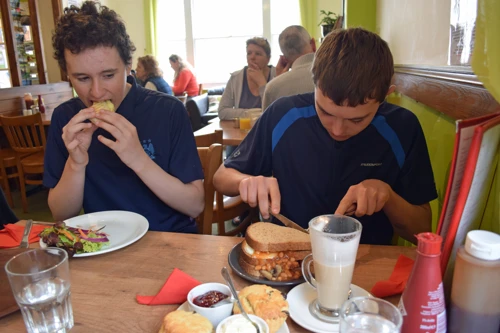 Jude and Dillan at the Foxtor Café, Princetown.