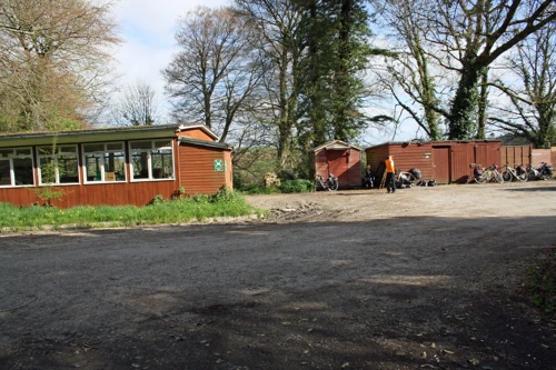The bike shed and classroom at Golant Youth Hostel