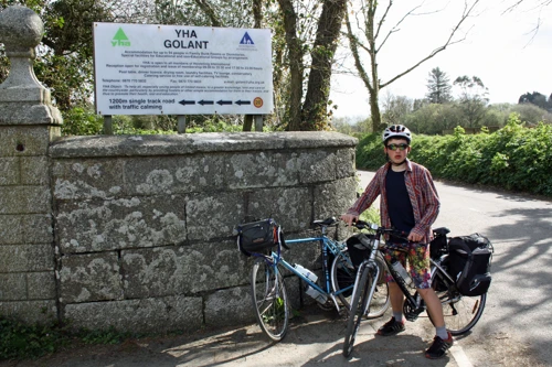 Will at the entrance to Golant Youth Hostel