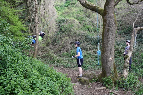 John does his Tarzan impression on the Coast Path to Portholland