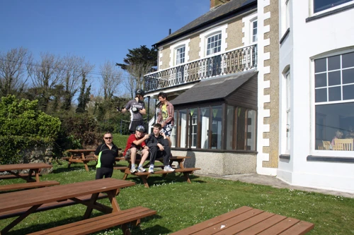 Group photo at Coverack Youth Hostel