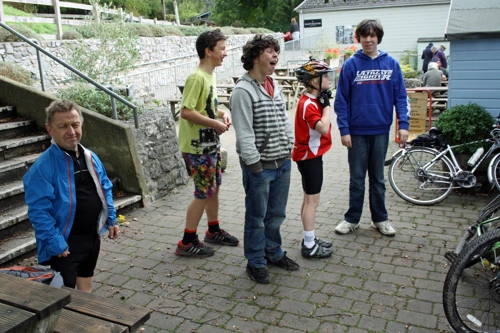 Outside the Venus café at Dartington Cider Press Centre