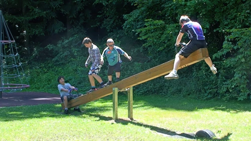 Fun and games at a Barbecue area near Boningen where we stopped for lunch in the shade