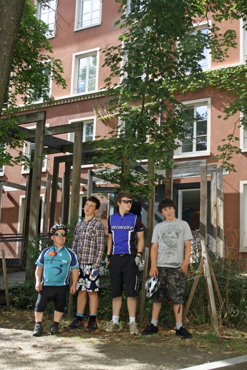 The group outside Basel Youth Hostel