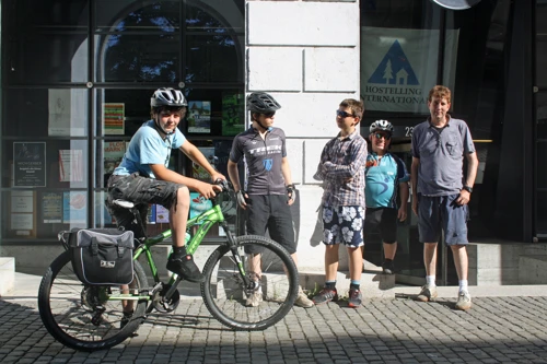 The complete group outside Solothurn Youth Hostel