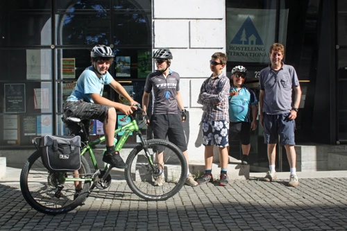 The complete group outside Solothurn Youth Hostel
