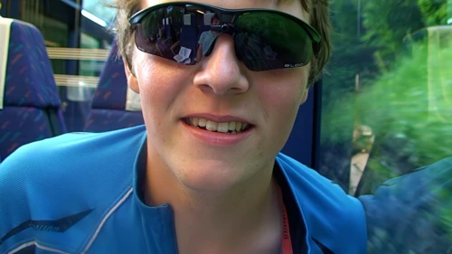 Ash had fun on camera with Lawrence as our train continues its climb into the mountain