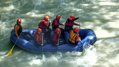 Rafting in the River Simme near Enge im Simmental, 26.2 miles into the ride