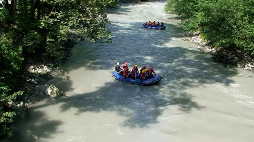 Rafting in the River Simme near Enge im Simmental, 26.2 miles into the ride