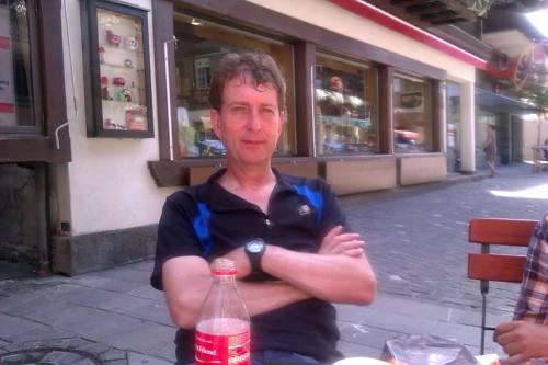 Michael at the Early Beck Patisserie on Gstaad Promenade