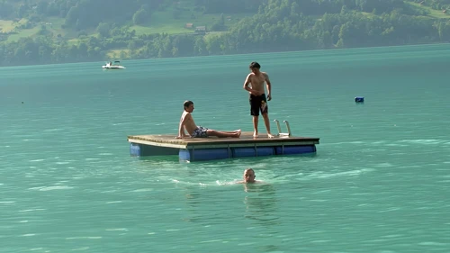 Some prefer to relax on the platform at Iseltwald Camping and Lido